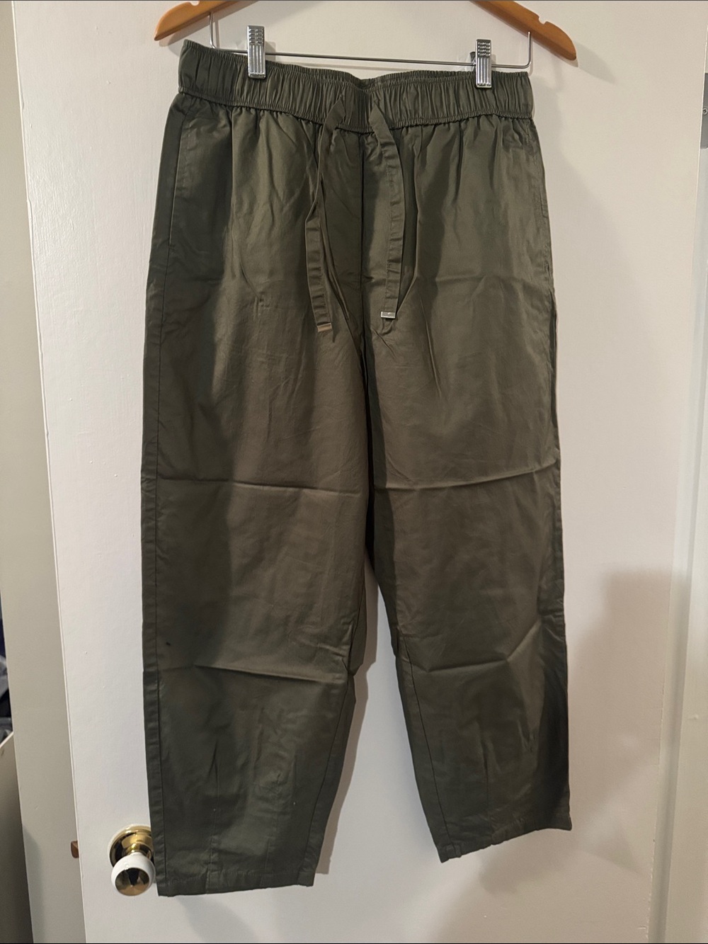 Zara Olive Drawstring Poplin Barrel Pant